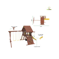 Kiddoro Discovery Den Swing Set | Wooden Outdoor Playground with Tire Swing