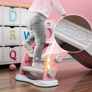 Kids Slide with Circle Game | Foldable Indoor Bear Pink Plastic Slide for Toddlers