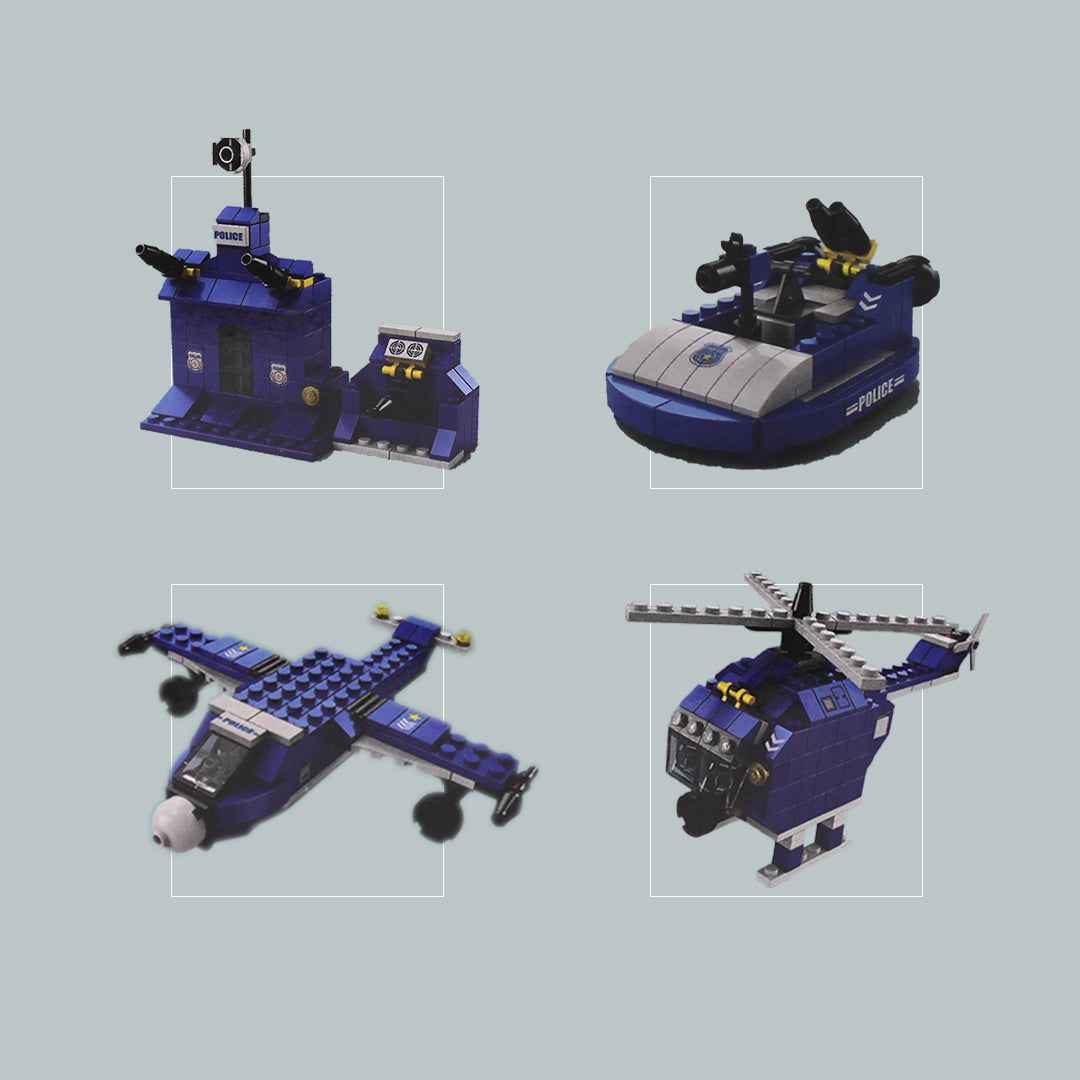 1000 Piece Police Building Block Toys Set - 6-in-1 Construction Toys for Kids