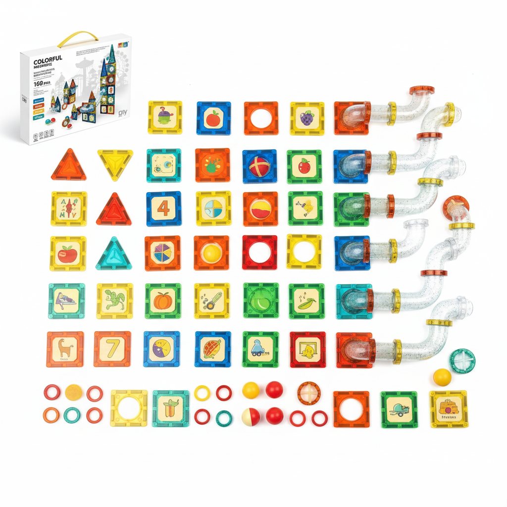 168-Piece Pipeline STEM Magnetic Building Blocks Set: STEM Toy for Creative Kids - Toyspry