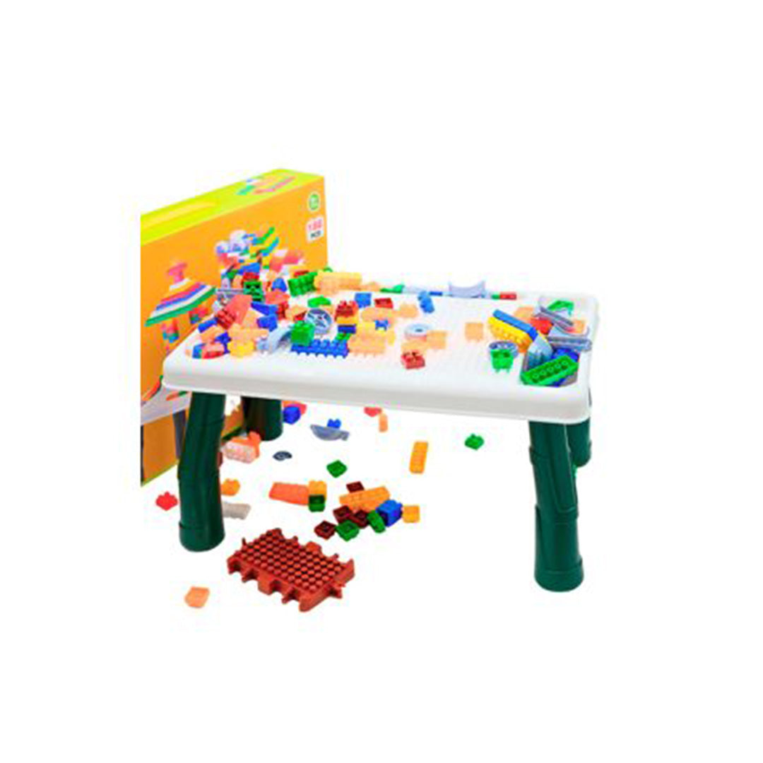 A structure (e.g., castle or vehicle) built with the 188 Pcs Bricks on the table