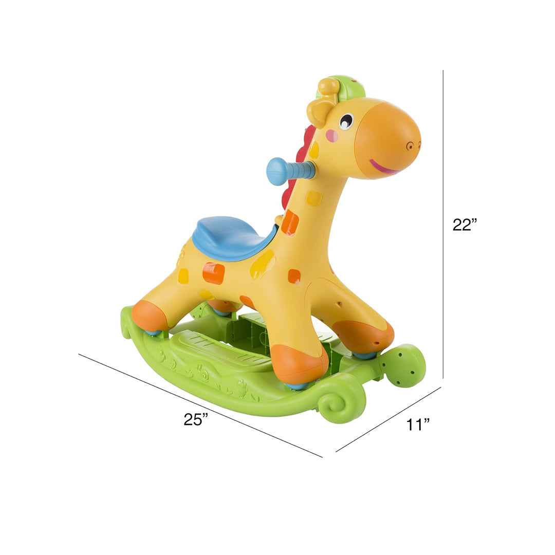 2-in-1 Giraffe Ride-On Toy with Lights and Music - Kids rocking chair Horse and baby Walker