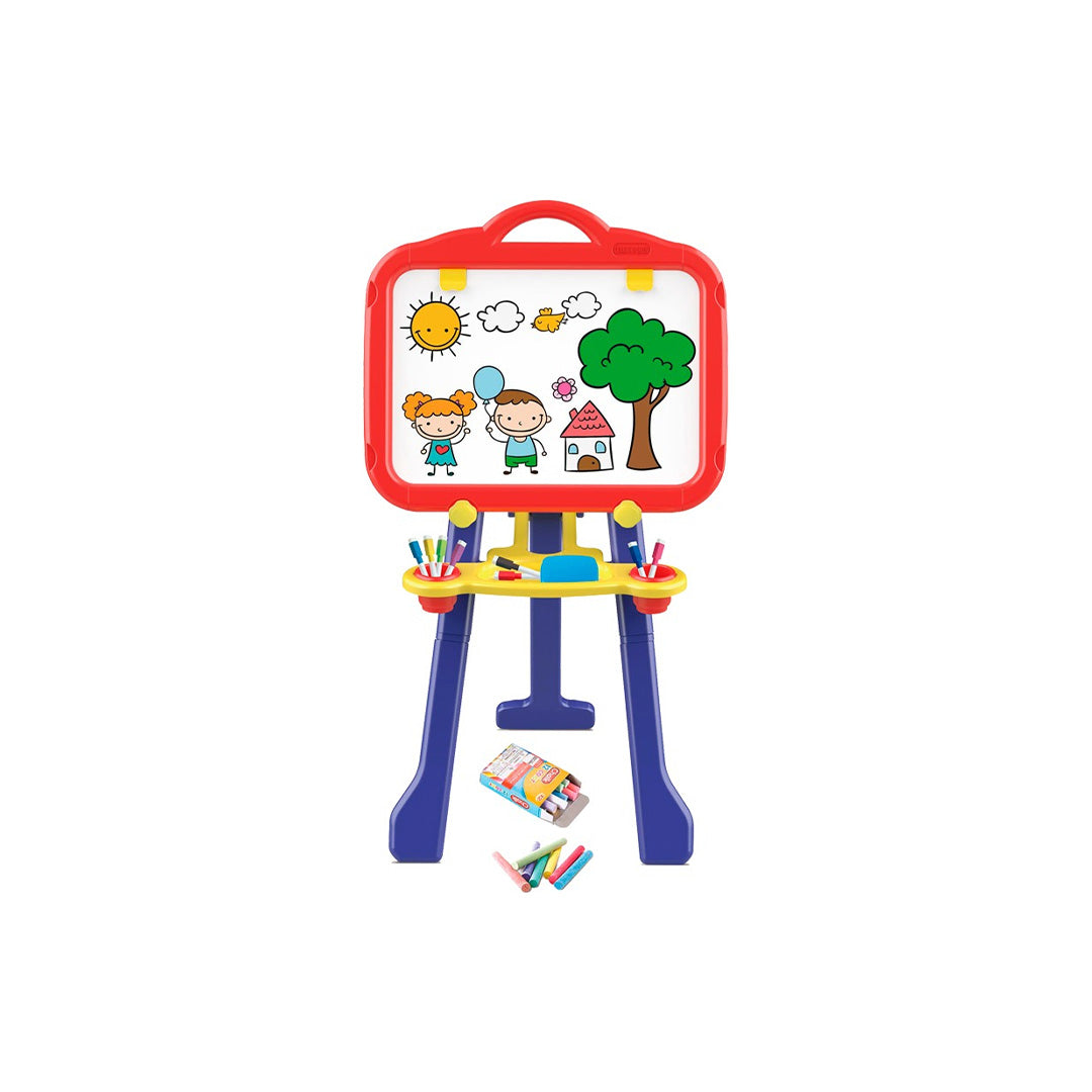 حامل تعليمي 3 في 1 للأطفال: لوح رسم مغناطيسي وسبورة طباشير