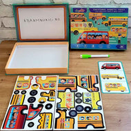 2-in-1 Magnetic Drawing Board and Vehicle Puzzle  - Educational Toy for Kids