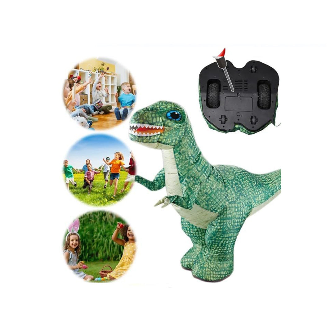 The Giant Inflatable Dinosaur Toy fully inflated and walking, controlled by the 2.4G Remote Control
