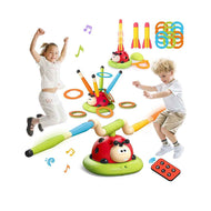 3-in-1 Kids Rocket Launcher & Musical Jump Game | Indoor Outdoor Toy for Ages 3+ with Ring Toss