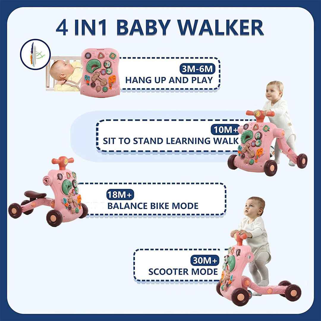4-in-1 Baby Push Walker | Grow-With-Me Learning Toy!