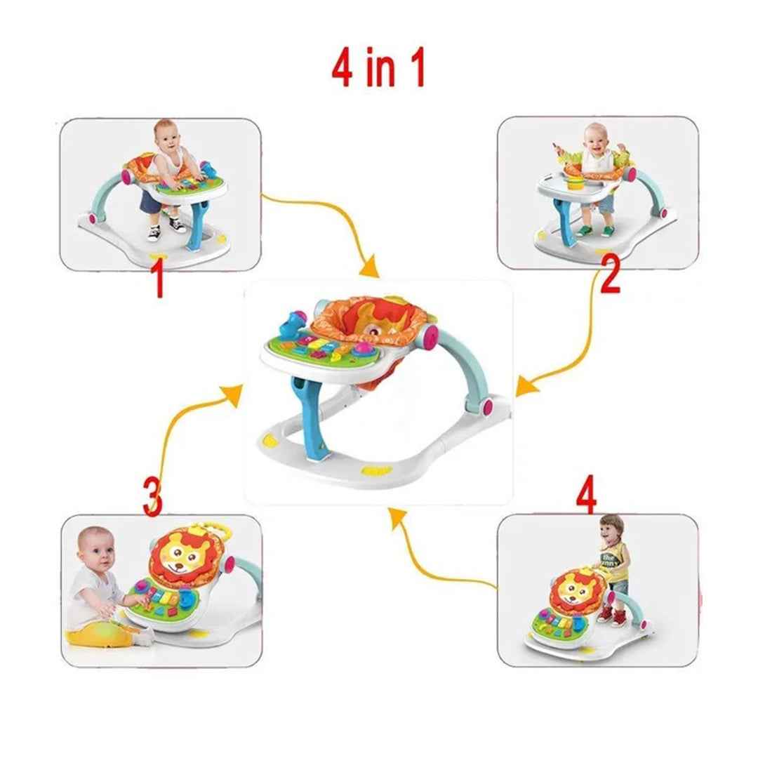 Huanger - 4-in-1 Baby Walker Toys with Light & Music Activity Panel for First Steps