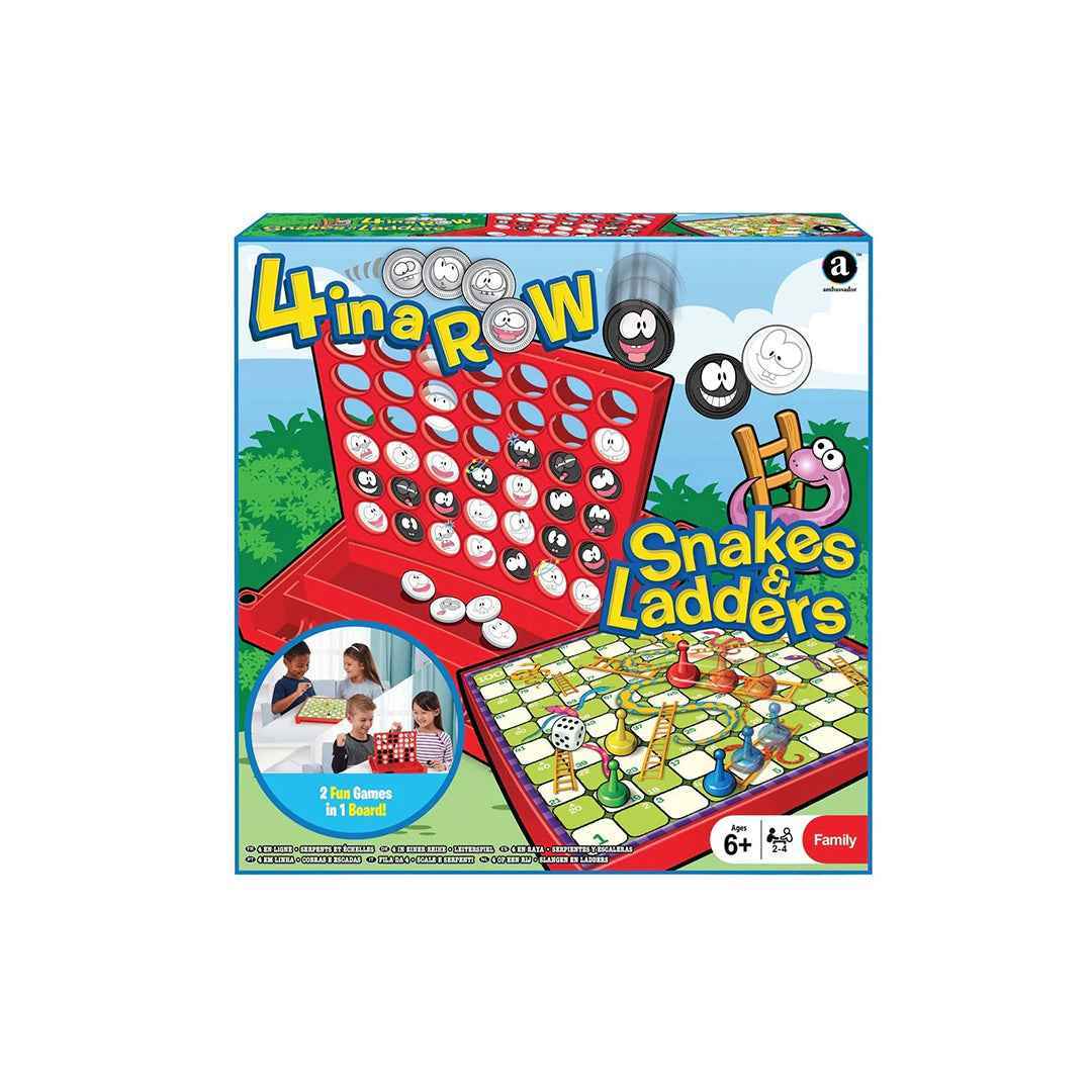 Ambassador 4-in-a-row & Snakes and Ladders Combo Set | 2-in-1 Educational Board Game