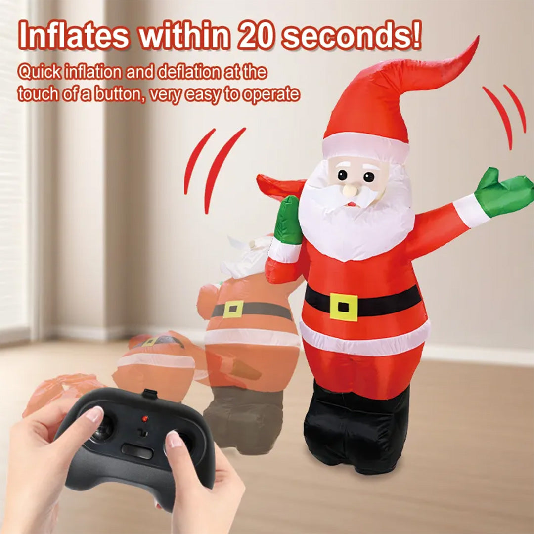 The 44.5 Inch RC Inflatable Santa Claus fully inflated and illuminated with Built-in LED lights