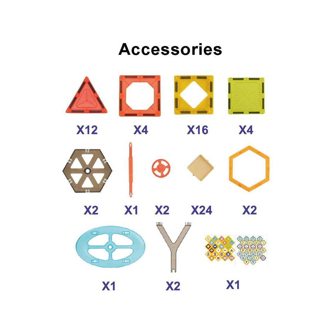 Image highlighting the non-toxic, high-quality ABS material and smooth edges of the magna tiles