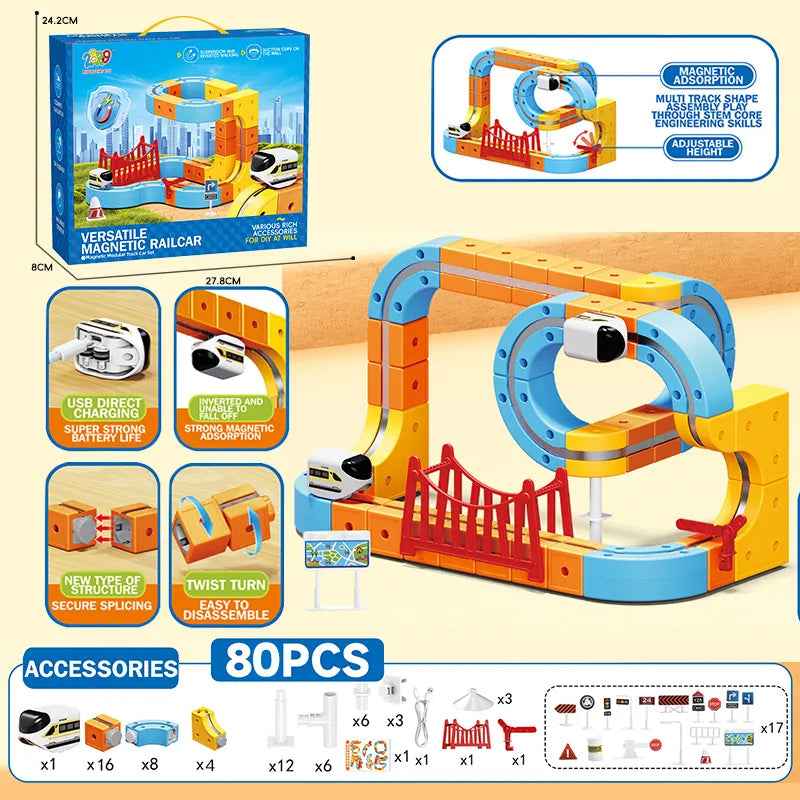 80-Piece 3D Magnetic Electric Racing Track Set (Copy)
