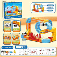 لعبة قطار كهربائي مع أضواء وأصوات - مجموعة قطار للأطفال مع مسار وعربات
