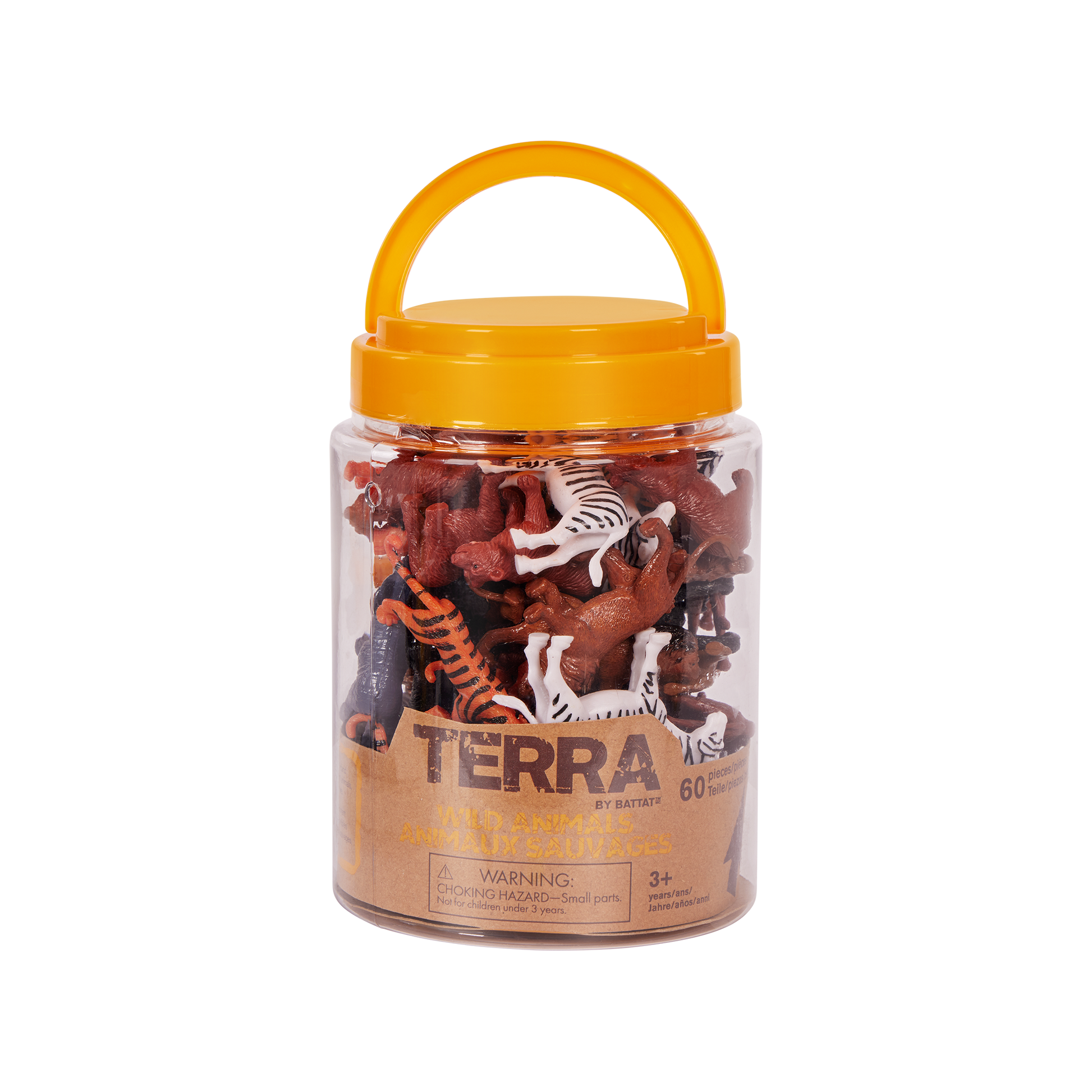 Terra Miniature Wild Animal Toys - 60 Piece Animal Set for Kids