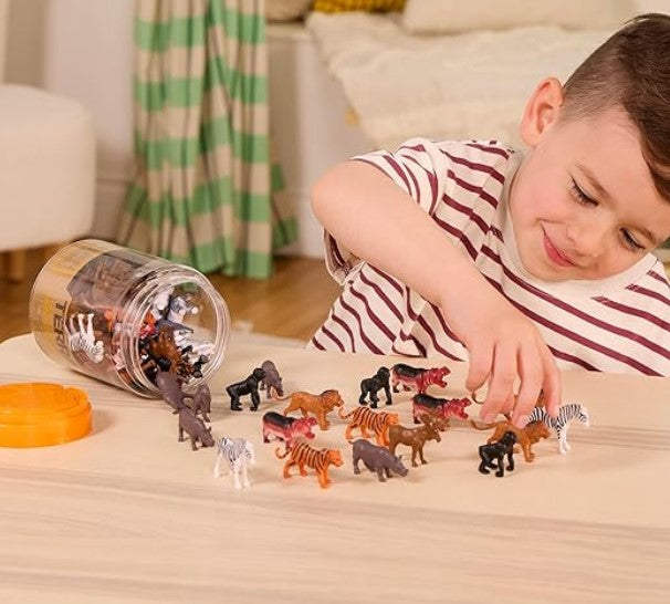 Terra Miniature Wild Animals in a Tube - 60 Piece Animal Toy Set for Kids - Toyspry