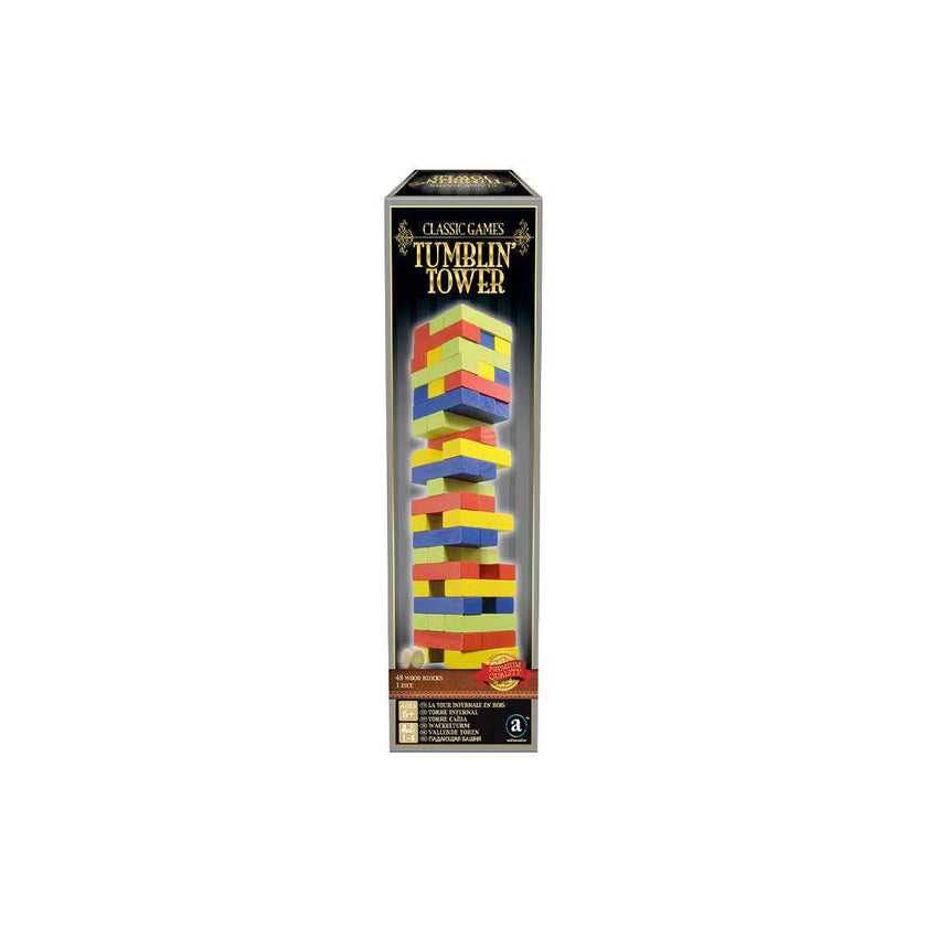Ambassador Classic Wood Tumblin' Tower Game | 48 Colored Blocks Strategy Toy