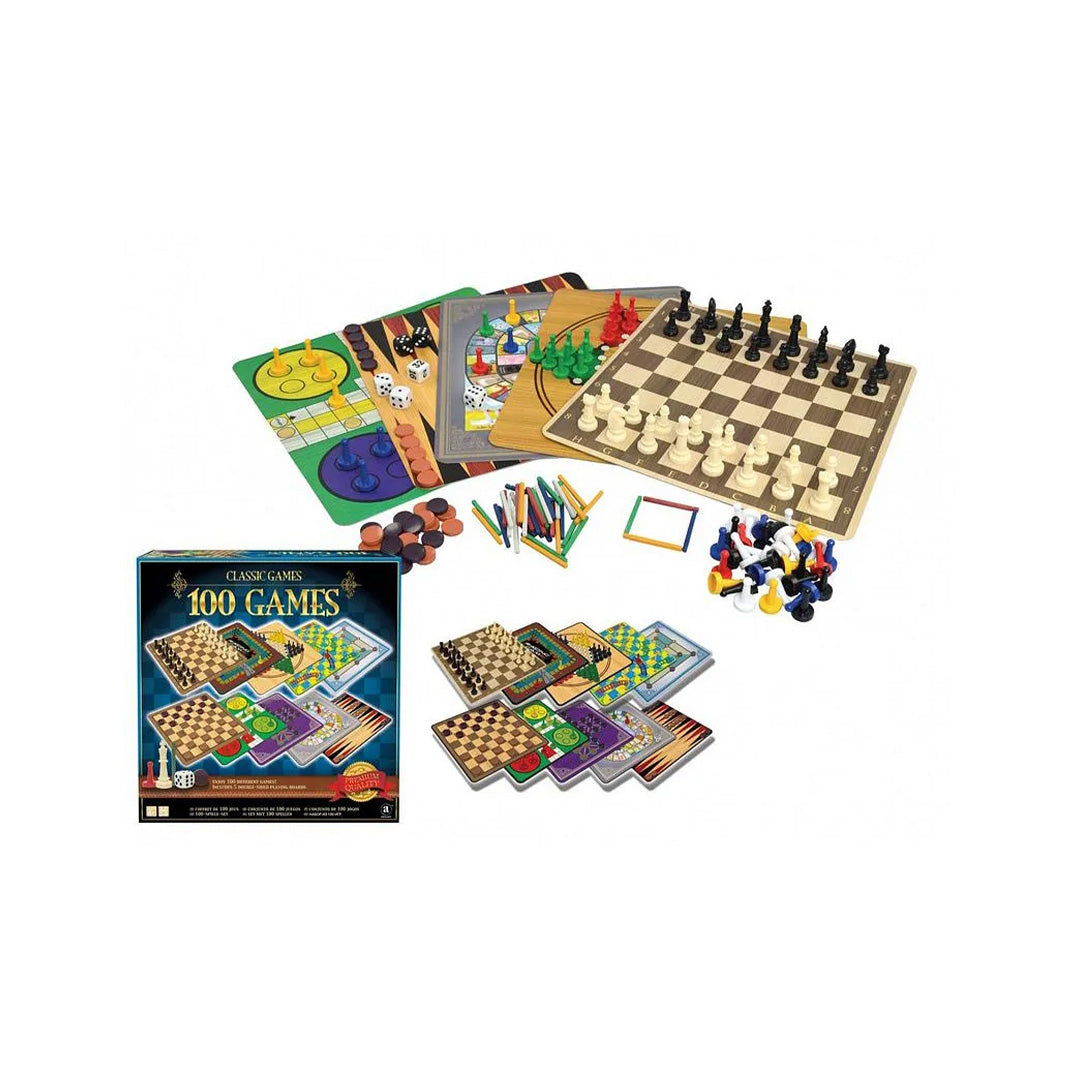 The Ambassador Classic Games 100 Game Set box featuring the stunning gold-foil design
