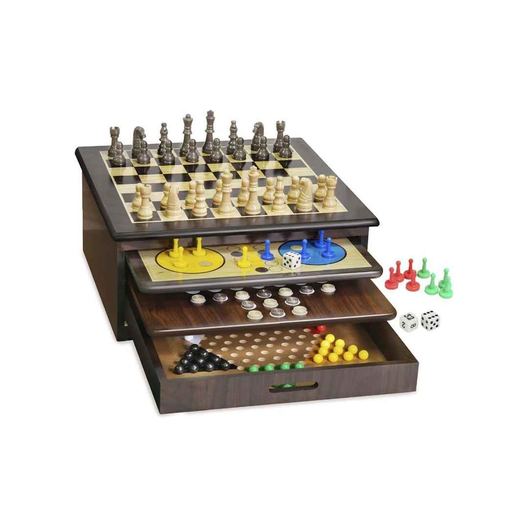 Ambassador Craftsman Deluxe Game House | 10-in-1 Classic Educational Board Games Set