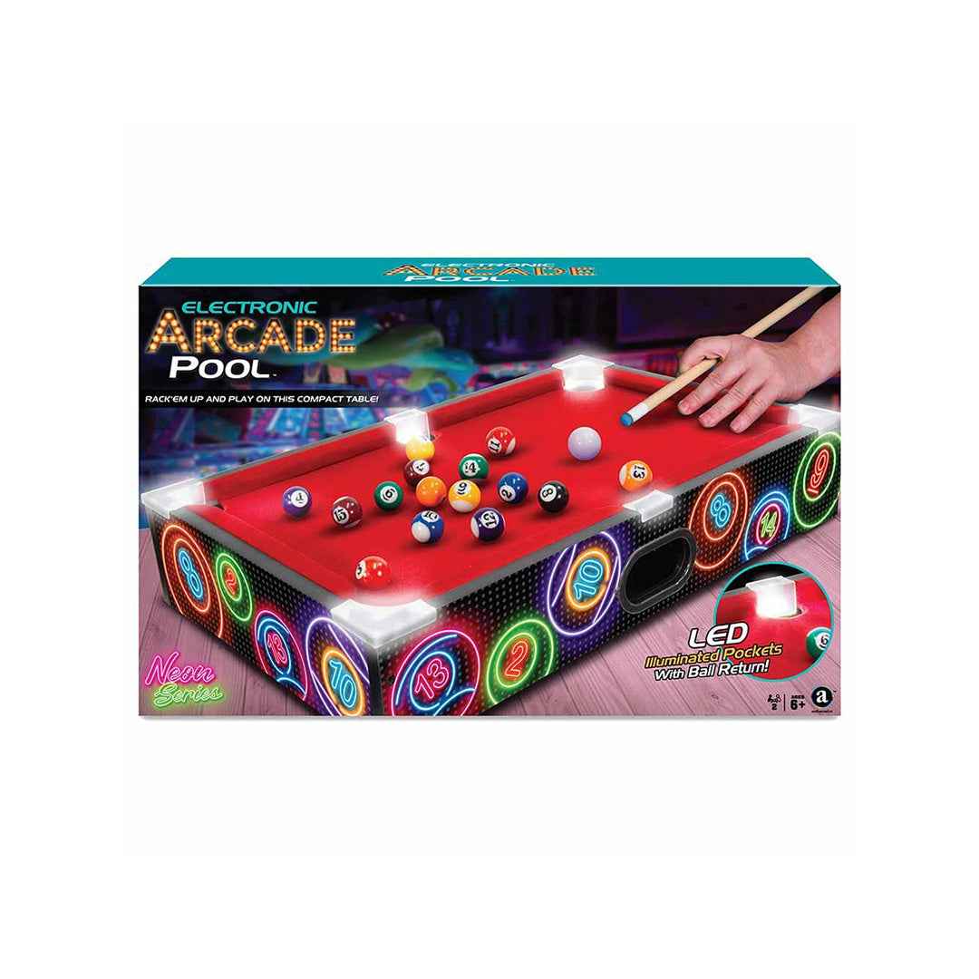 Ambassador Electronic Arcade Pool & Billiards Table | LED Light-Up Board Game For Kids