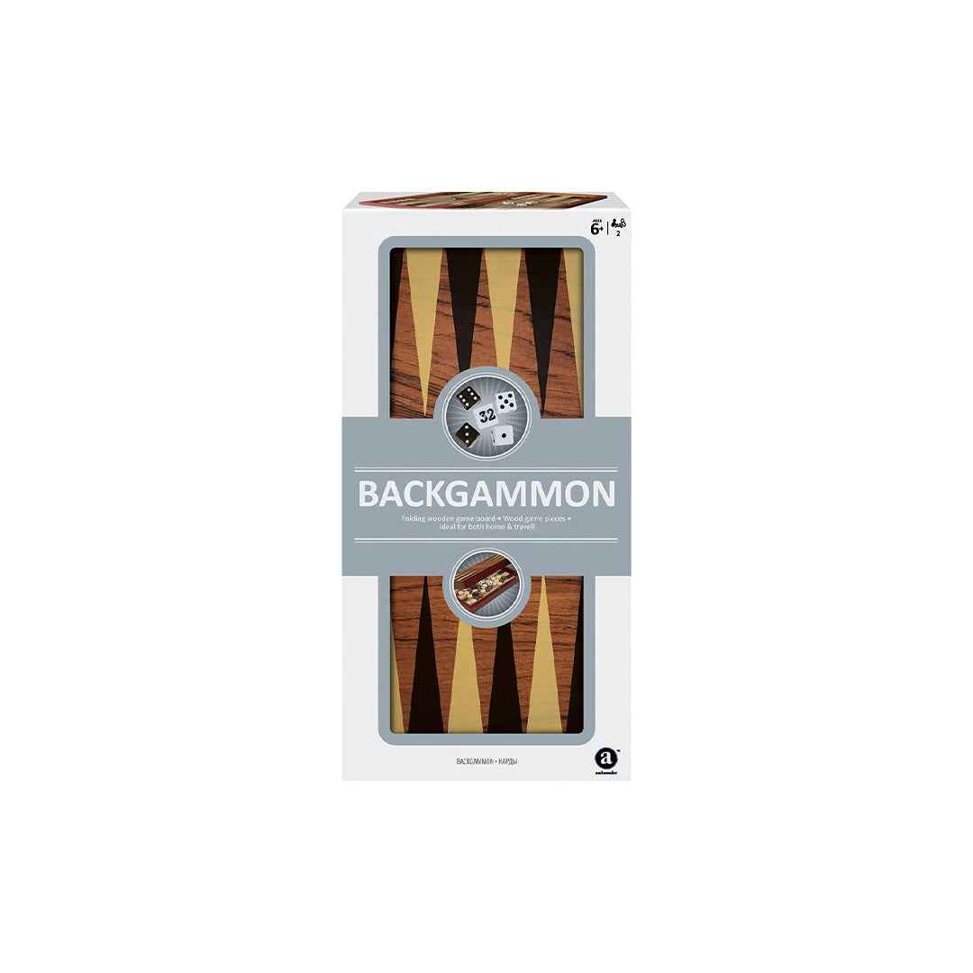 Ambassador Folding Wood Backgammon Set | Classic Educational Travel Game for Kids