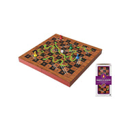 Ambassador Folding Wooden Snakes & Ladders Board Game | Educational Travel Set for Kids
