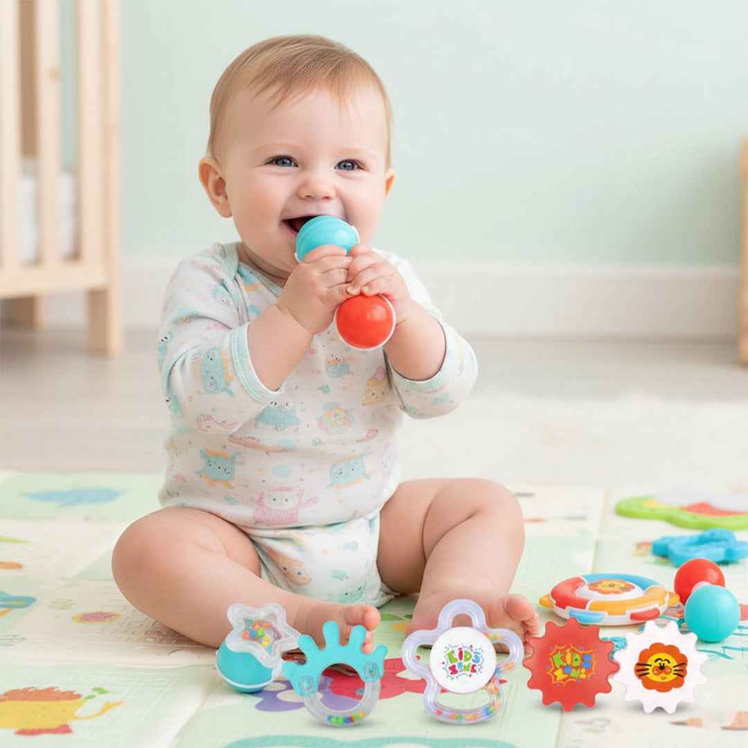 Baby Rattles & Teether Set | Sensory Toys for Newborns