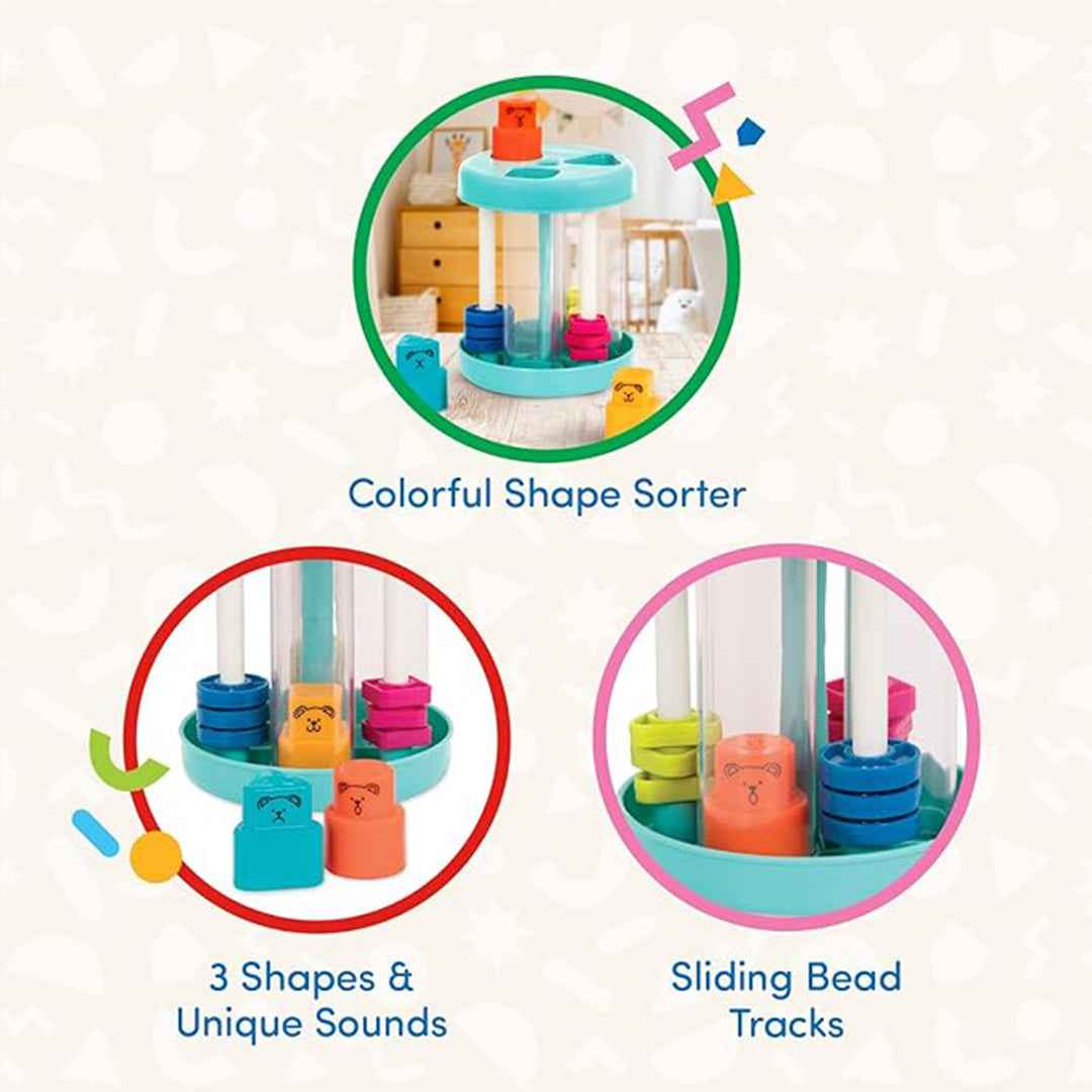 Battat Shapes & Sounds Sorter - Educational Toy for Toddlers with 3 Shapes - Toyspry