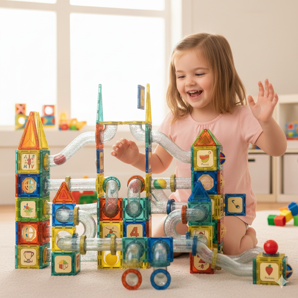 168-Piece Pipeline STEM Magnetic Building Blocks Set: STEM Toy for Creative Kids