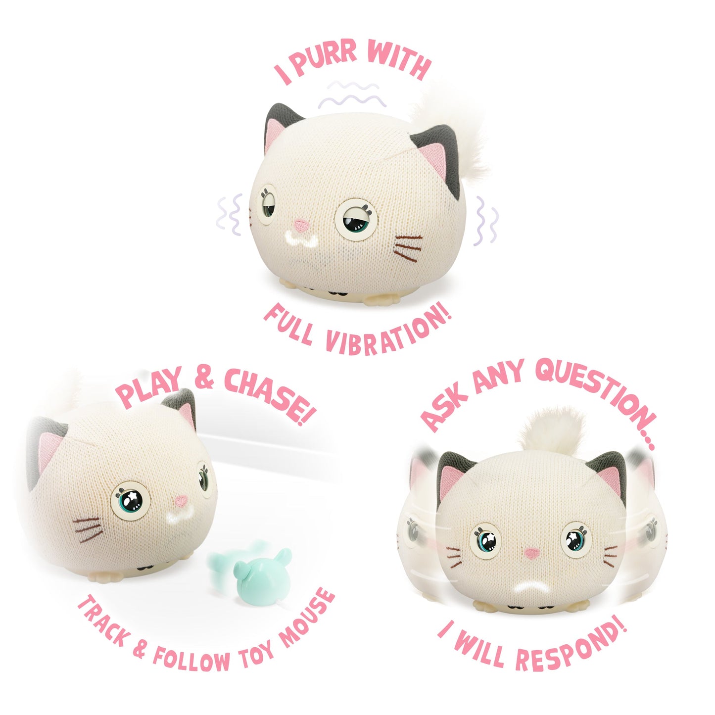 Teksta Purro Interactive Smart Kitty Cat Toy - Soft Plush Toy with 7 Play Modes - Toyspry