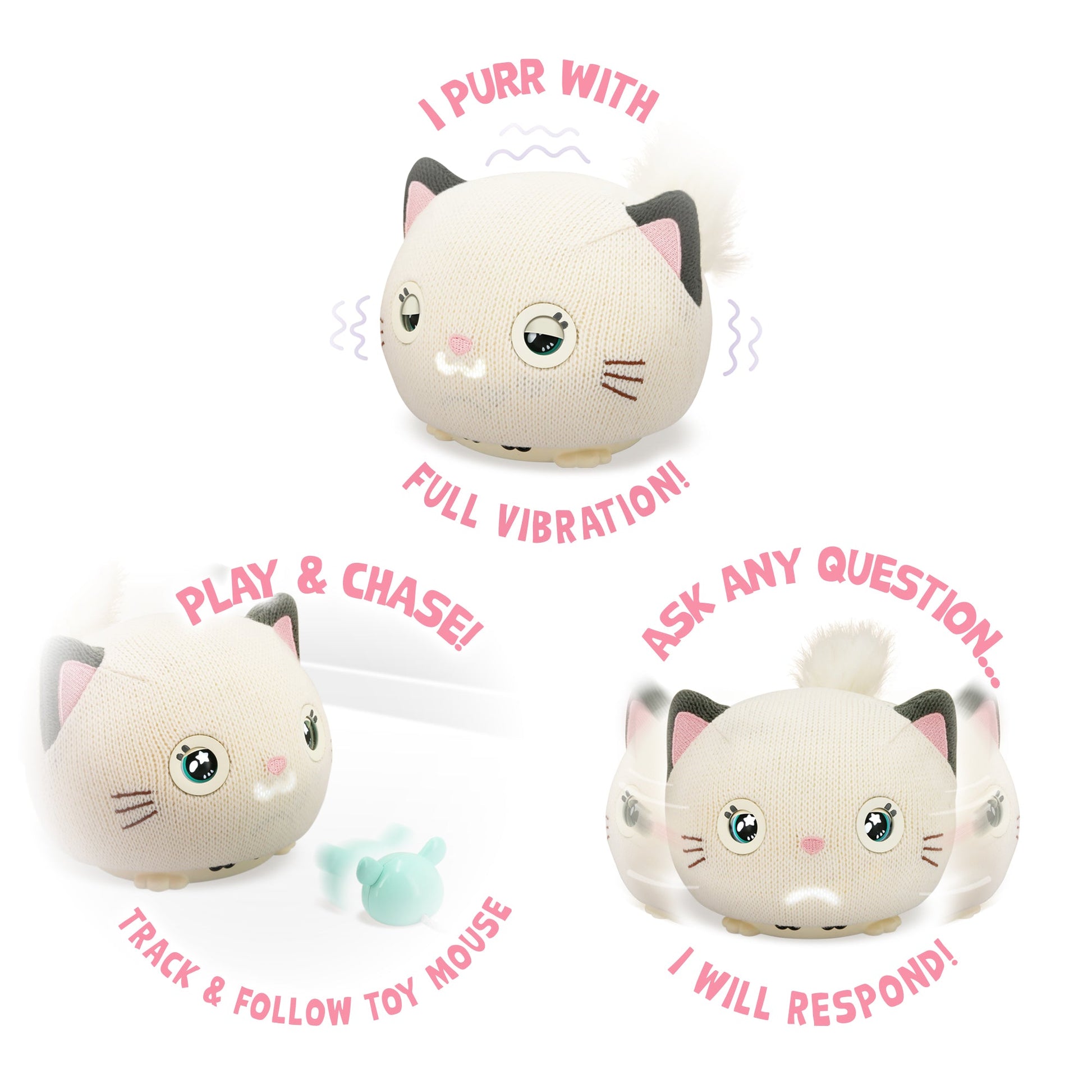 Teksta Purro Interactive Kitty Cat Toy - Smart Plush Toy with 7 Play Modes