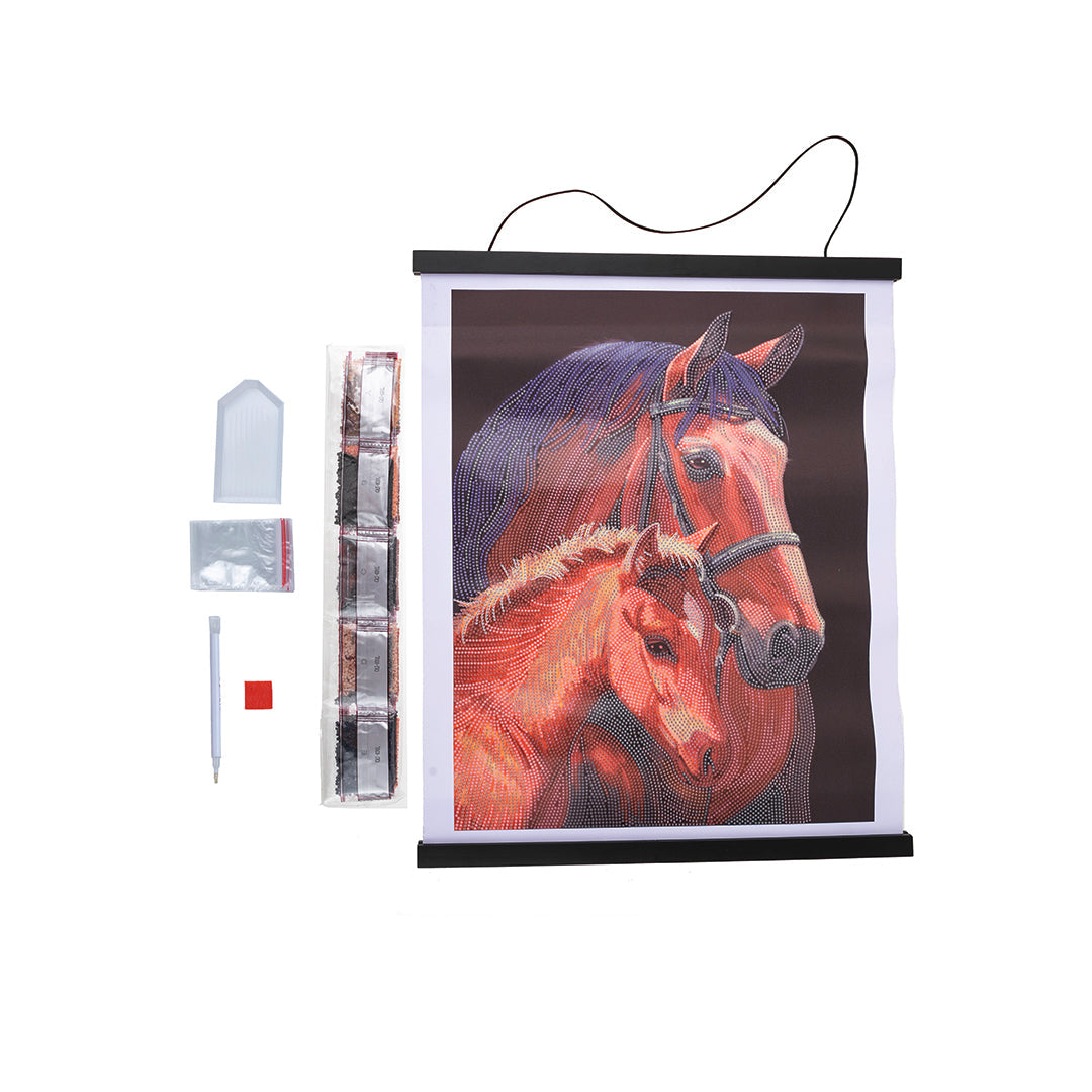 Chestnut Mares Crystal Art Scroll Kit - 35x45cm Diamond Painting Wall Art