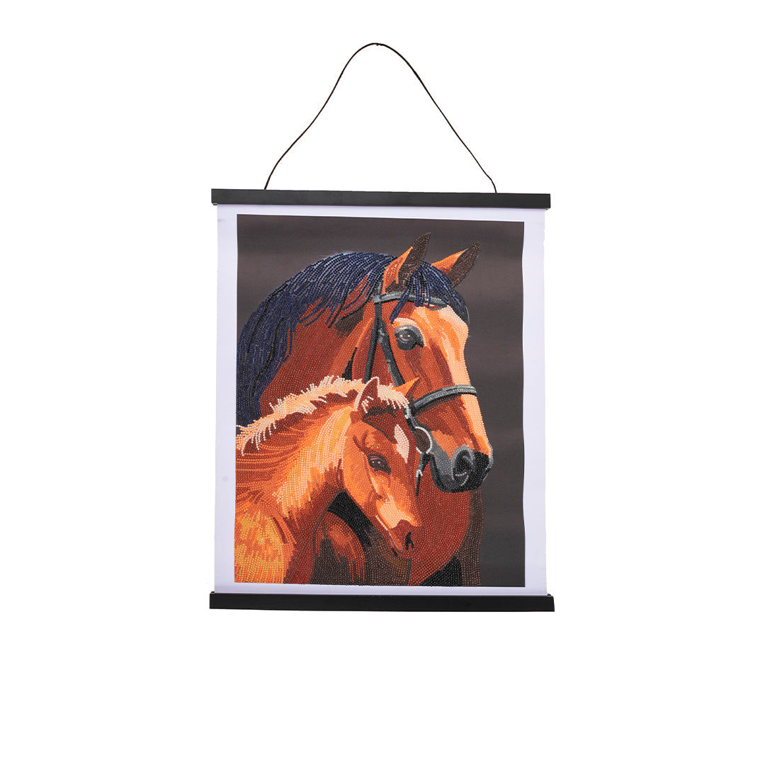 Chestnut Mares Crystal Art Scroll Kit - 35x45cm Diamond Painting Wall Art - Toyspry