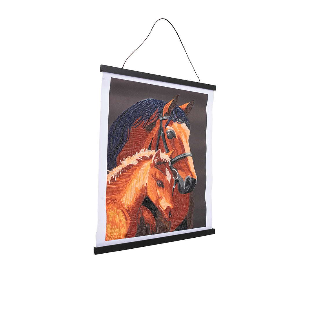 Chestnut Mares Crystal Art Scroll Kit - 35x45cm Diamond Painting Wall Art - Toyspry