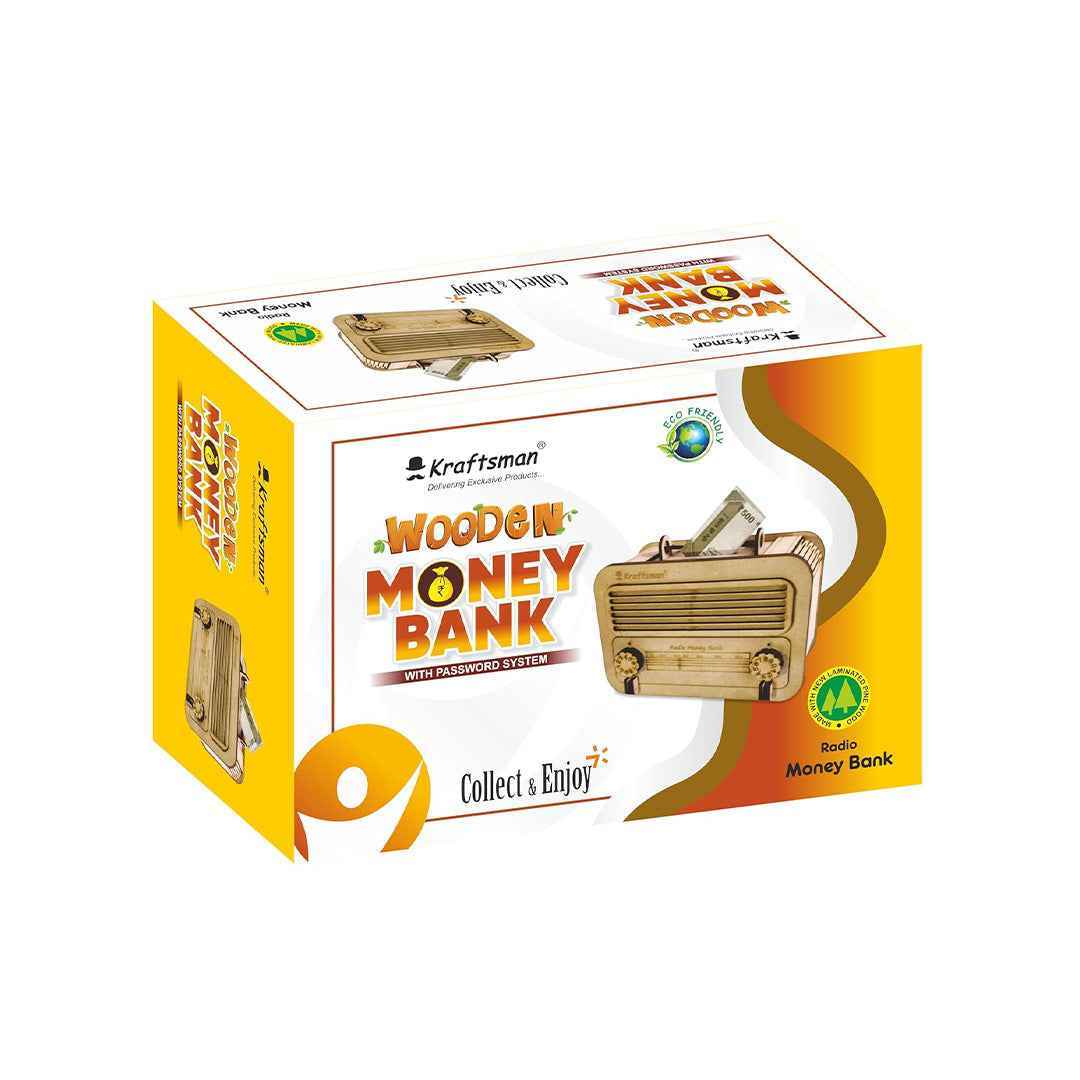 Classic Radio Style Wooden Money Bank | with Password Lock