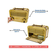 Classic Radio Style Wooden Money Bank | with Password Lock