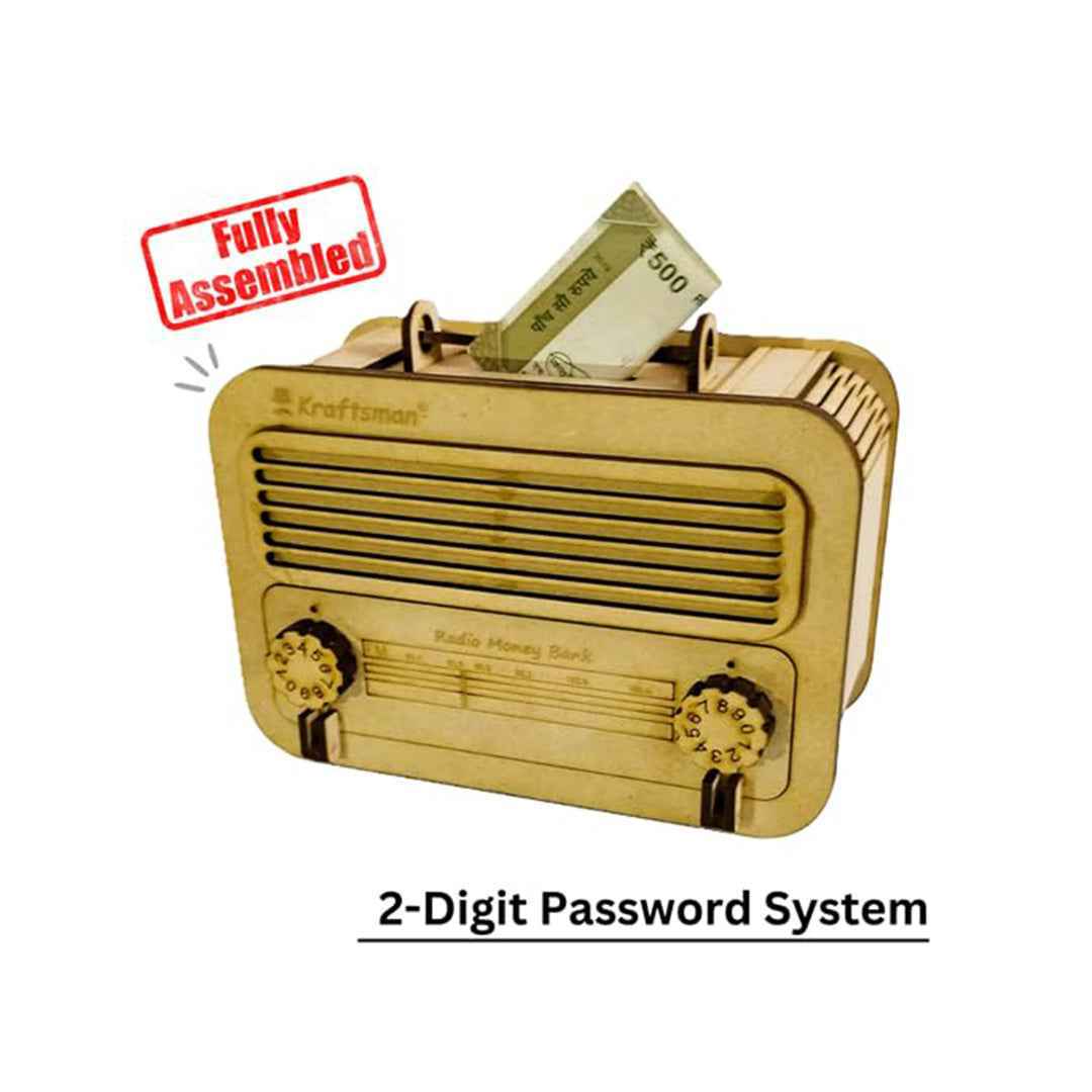 Classic Radio Style Wooden Money Bank | with Password Lock