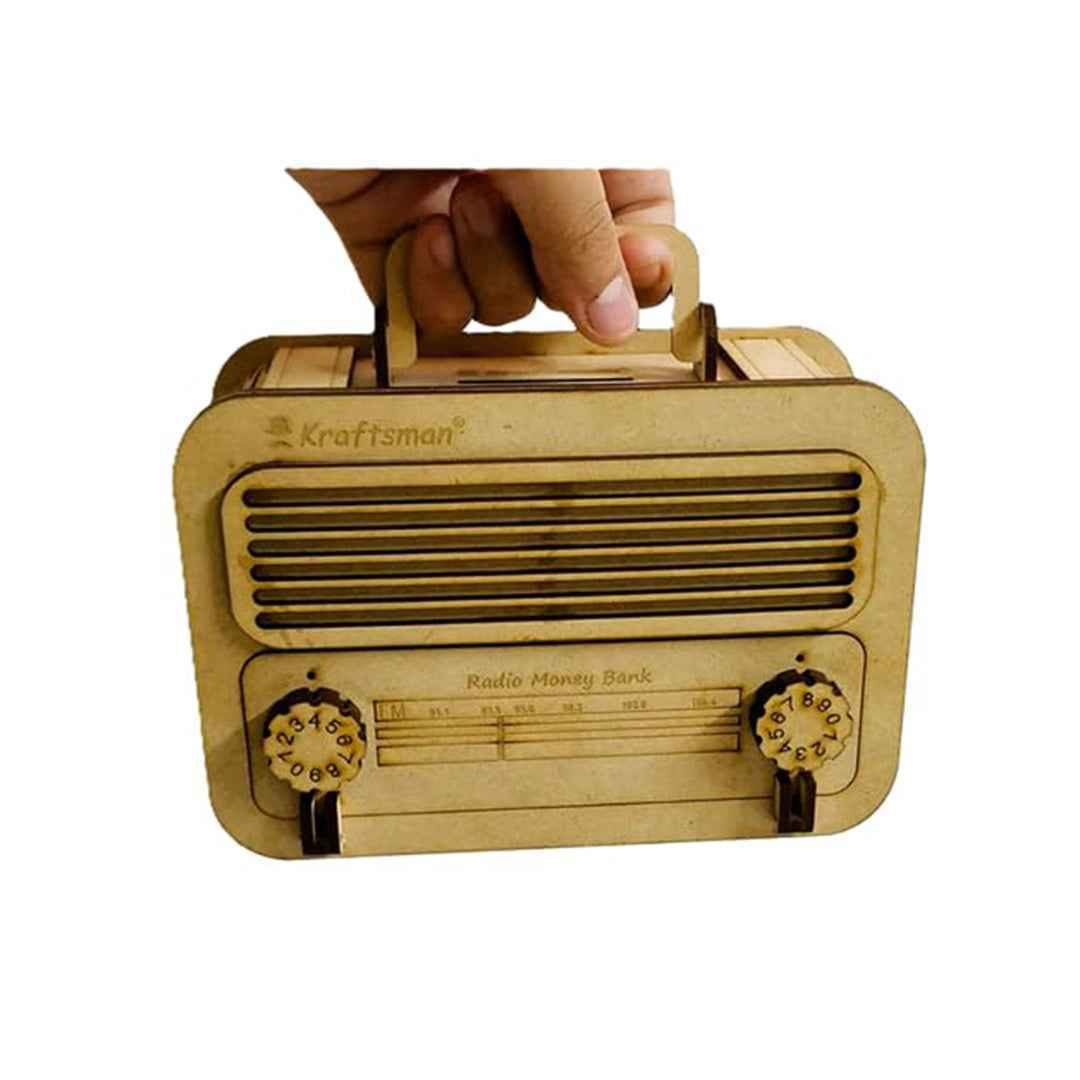 Classic Radio Style Wooden Money Bank | with Password Lock