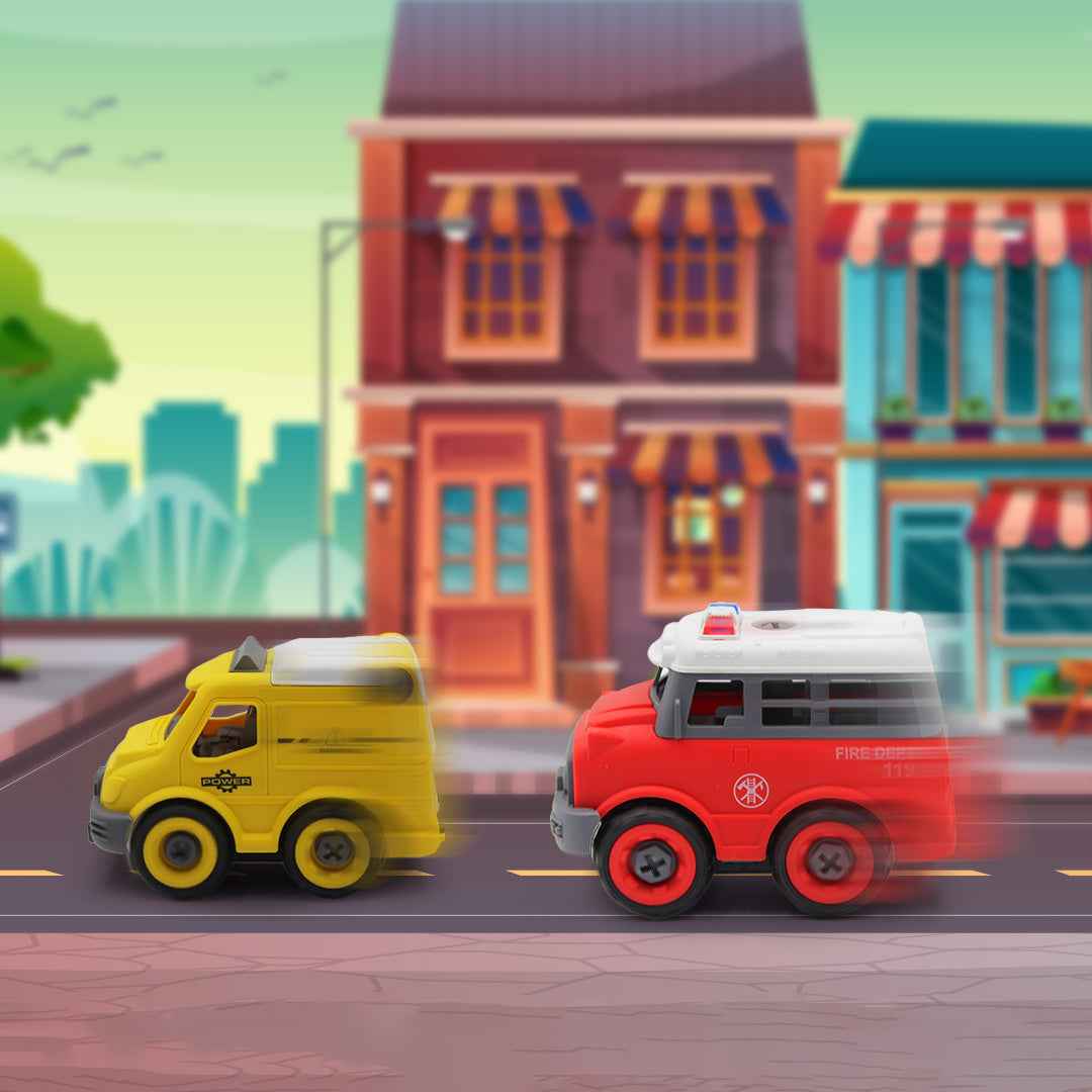 DIY 4-in-1 Truck Playset | Kids Construction Toy Car Set!