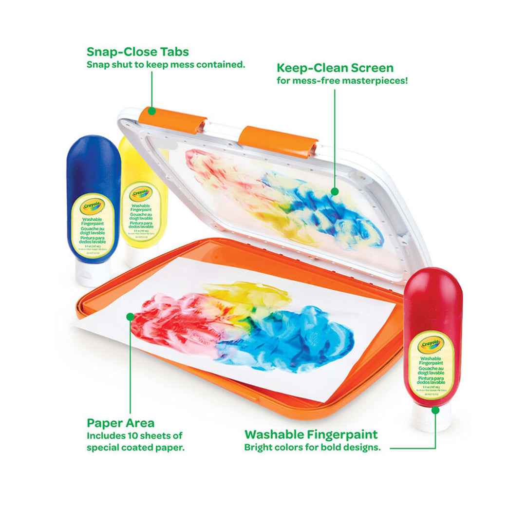 Crayola Easy-Clean Finger Paint Station | Mess-Free Washable Paint Set for Toddlers