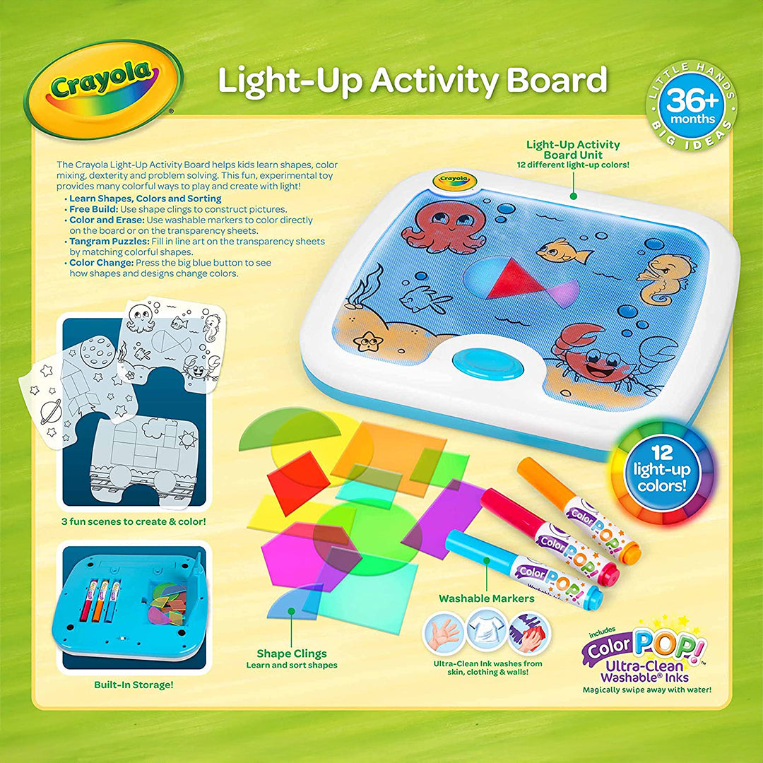 Crayola Light-Up Activity Board | Educational Toy for Kids (3+) with Color Mixing & Shapes - Toyspry