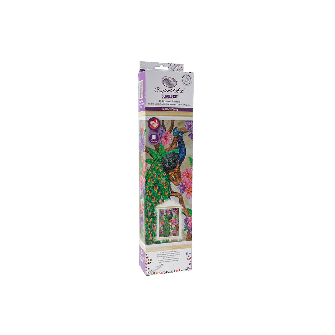 Peacock Peony Crystal Art Scroll Kit - 35x45cm Diamond Painting Wall Art - Toyspry