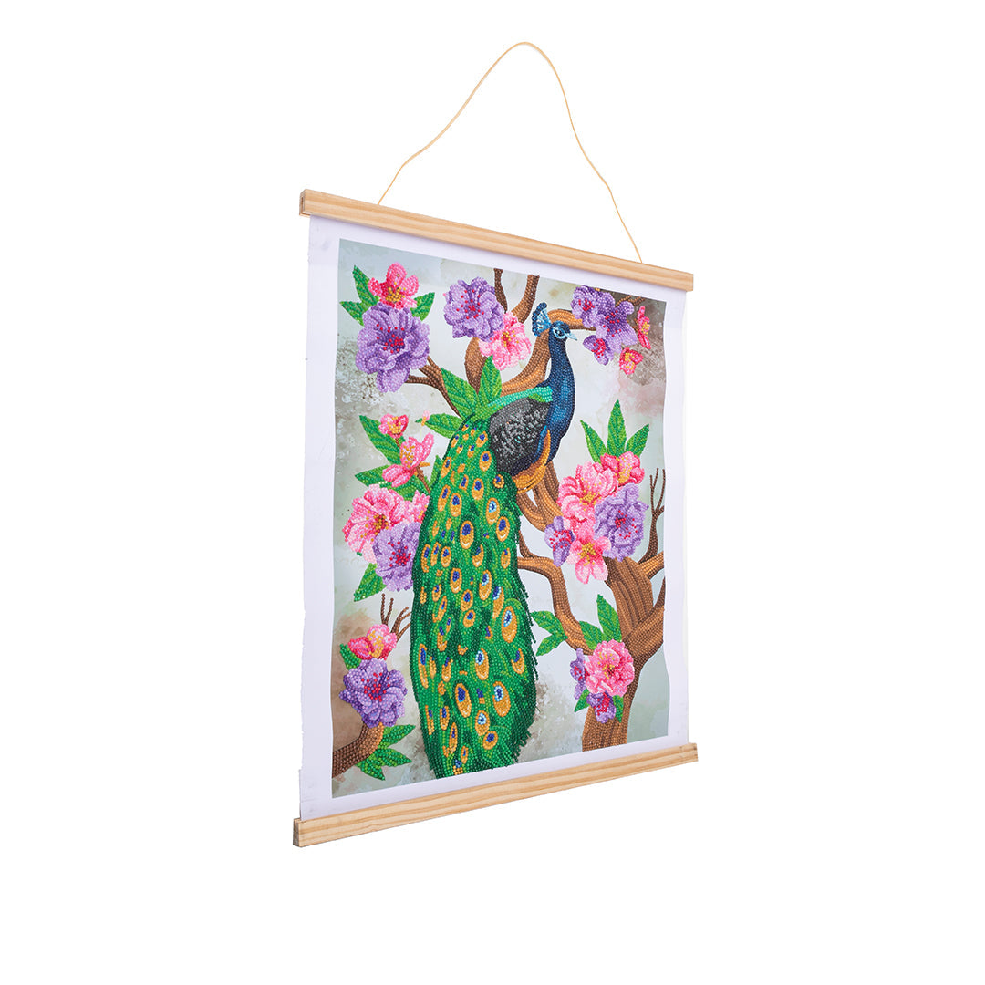 Peacock Peony Crystal Art Scroll Kit - 35x45cm Diamond Painting Wall Art - Toyspry