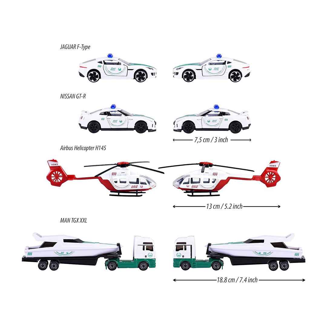 Majorette Dubai Police Diecast Cars: 5-Pack Police Car for Kids Set
