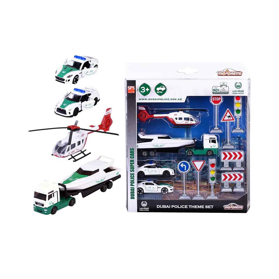 Majorette Dubai Police Diecast Cars: 5-Pack Police Car for Kids Set