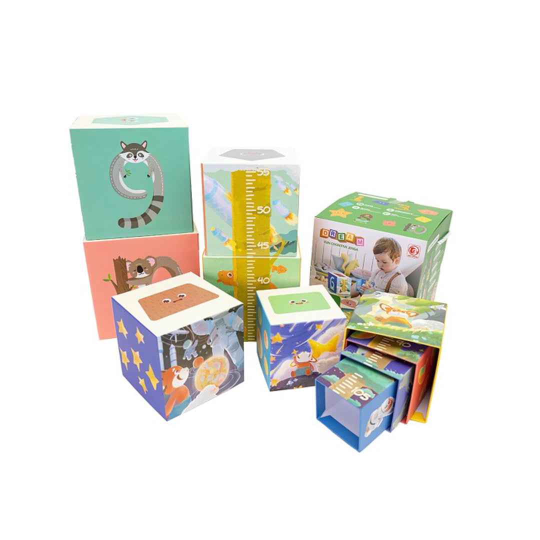 Educational Jenga Toys for Kids with Cubes, Pyramid, and Height Chart - Learning Game for Toddlers