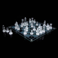 Elegant Glass Chess Set | Complete Chess Board with Felted Pieces