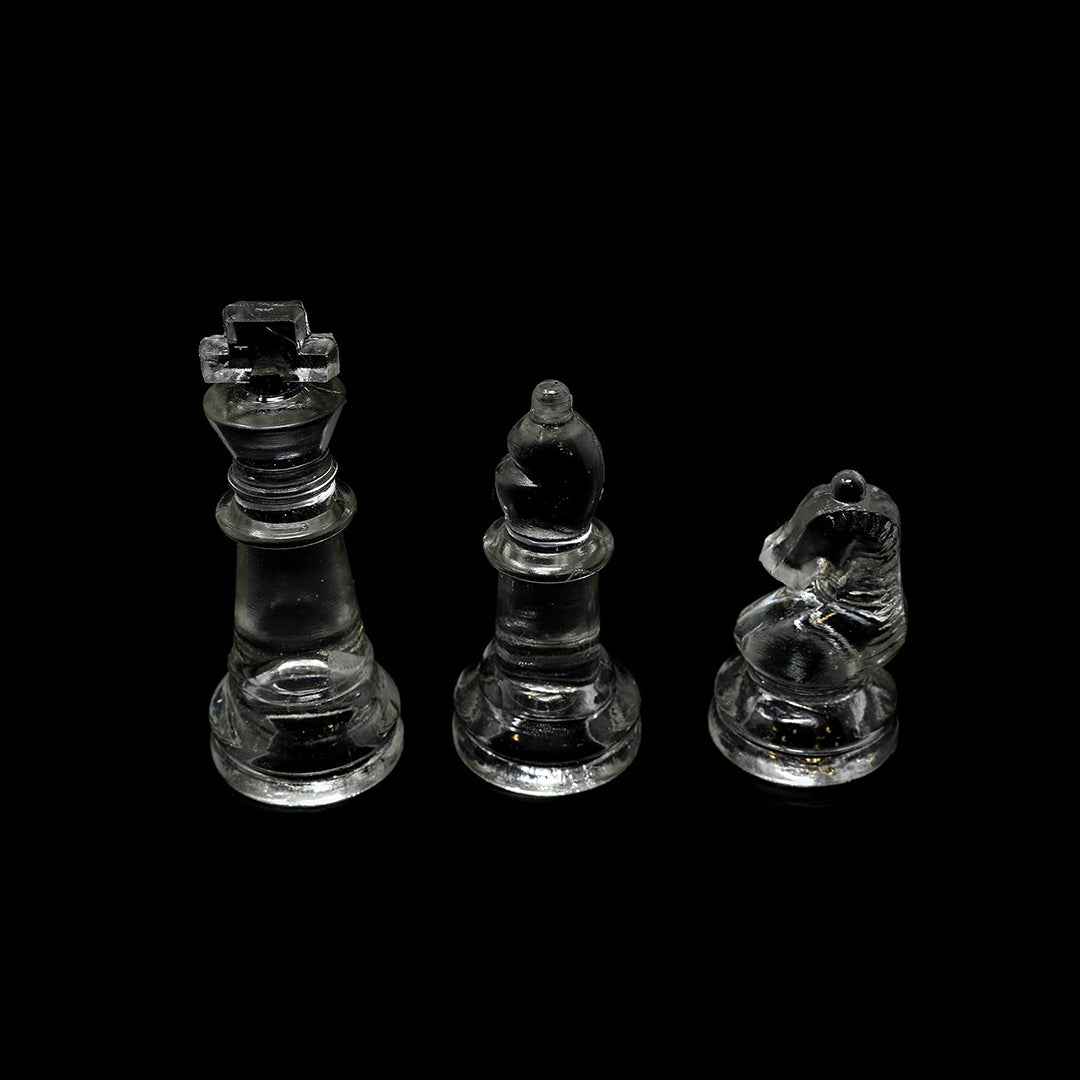 Elegant Glass Chess Set | Complete Chess Board with Felted Pieces