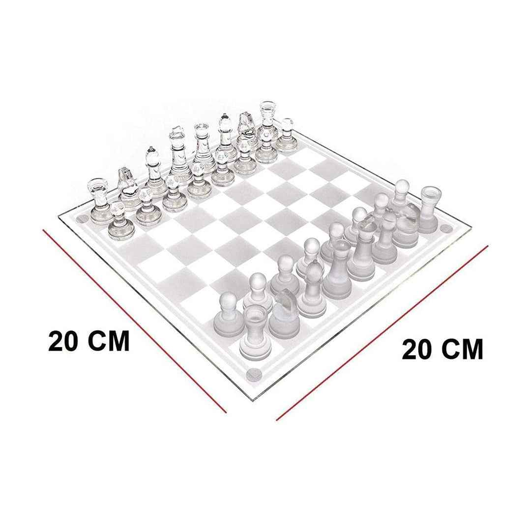 Elegant Glass Chess Set | Complete Chess Board with Felted Pieces