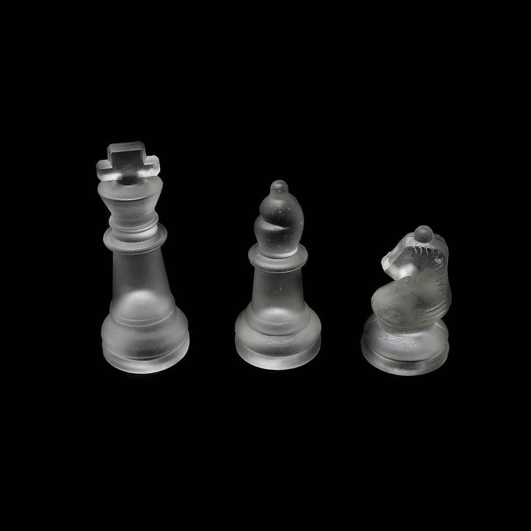 Elegant Glass Chess Set | Complete Chess Board with Felted Pieces