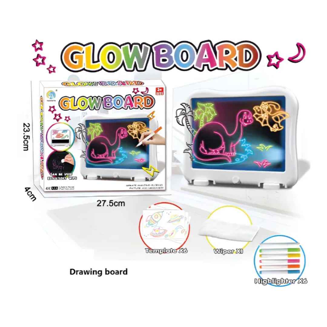 Glowboard Magic 3D Drawing Board: Light Up Art Toy & Kids Drawing Kit for Ages 3+